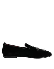 Dolce & Gabbana Black Suede Cross Slip On Loafers Dress Shoes - Flats