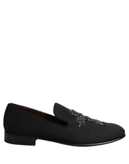 Dolce & Gabbana Black Suede Cross Slip On Men Loafers Shoes - EU44/US11