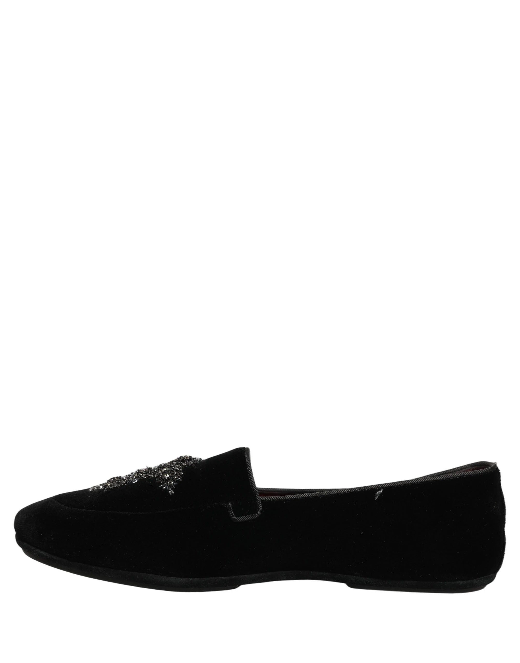 Dolce & Gabbana Black Suede Embellished Dress Loafers Shoes - EU45/US12