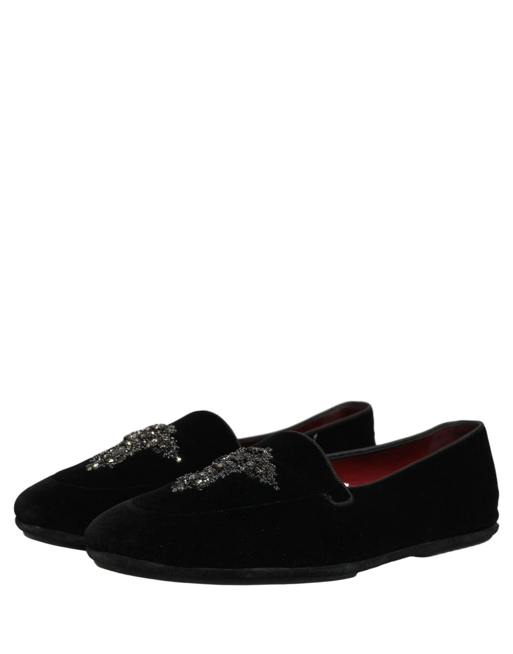 Dolce & Gabbana Black Suede Embellished Dress Loafers Shoes - EU45/US12