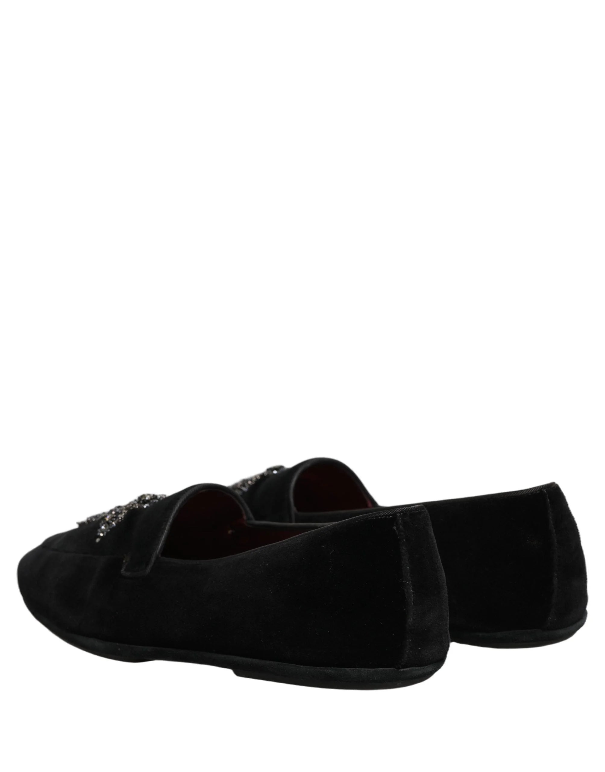 Dolce & Gabbana Black Suede Embellished Dress Loafers Shoes - EU45/US12