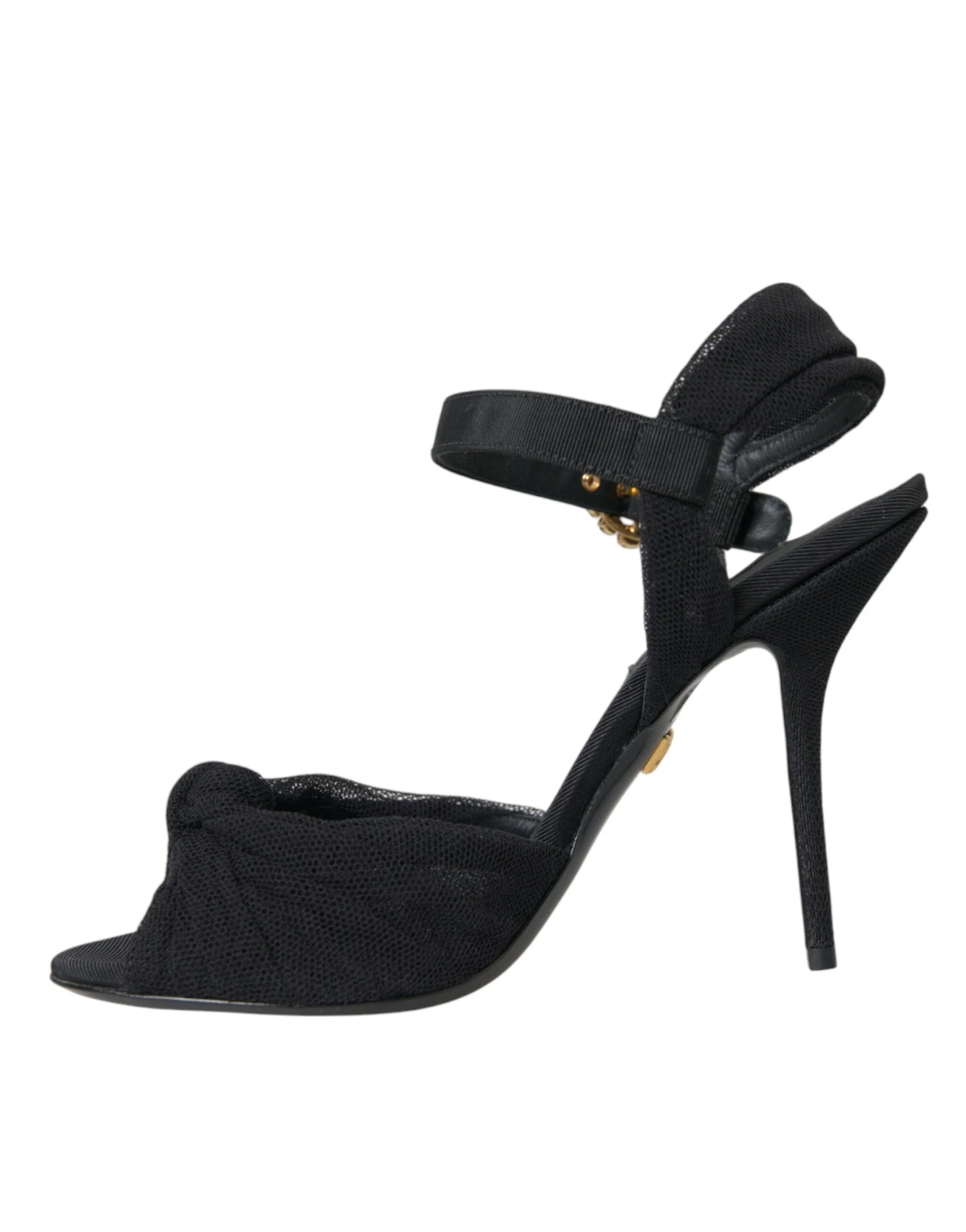 Dolce & Gabbana Black Suede Embellished Heels Sandals Shoes - Sandals