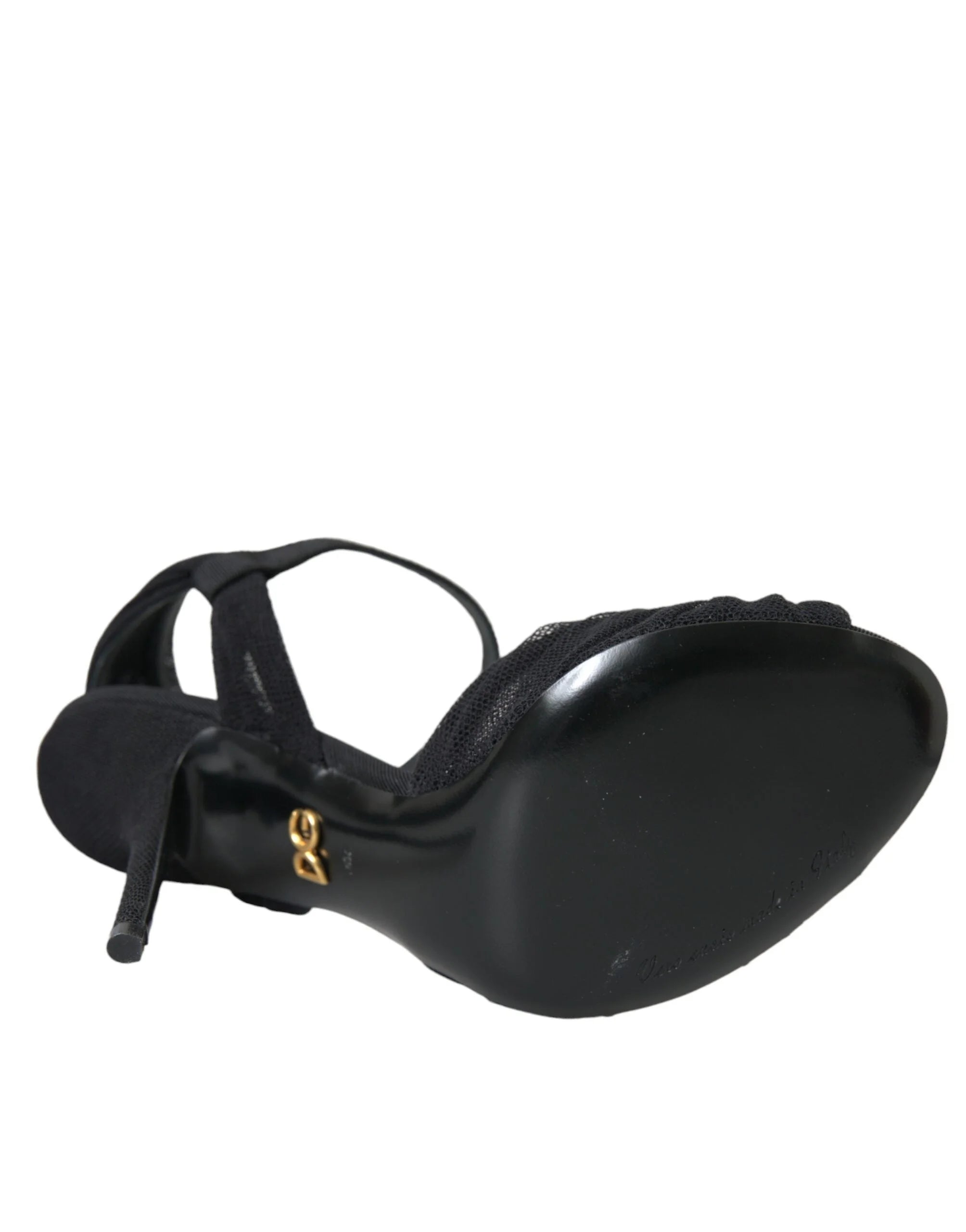 Dolce & Gabbana Black Suede Embellished Heels Sandals Shoes - Sandals