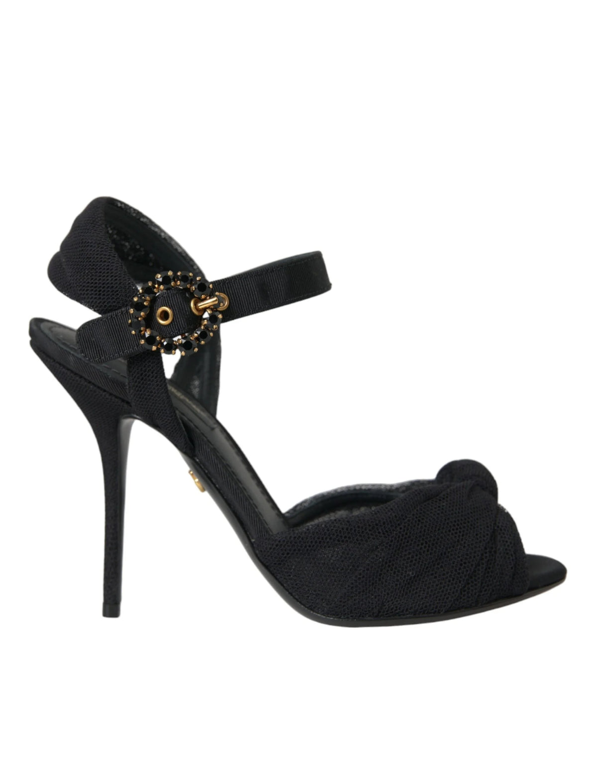Dolce & Gabbana Black Suede Embellished Heels Sandals Shoes - Sandals