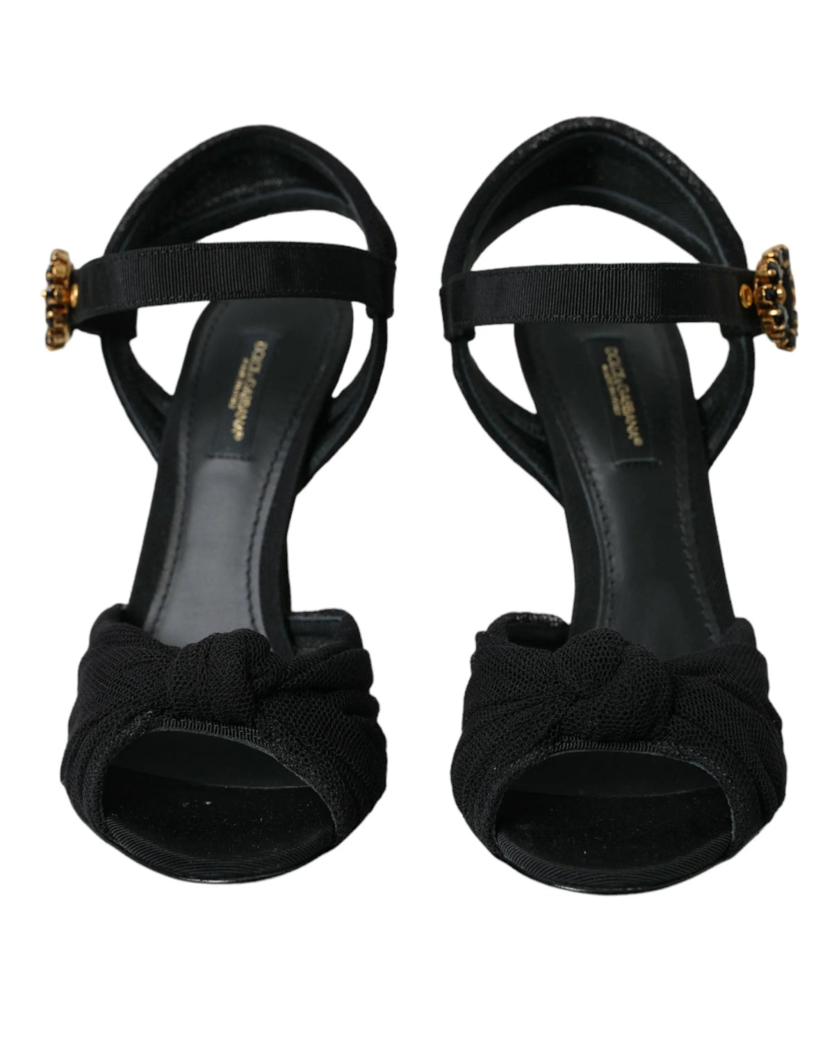 Dolce & Gabbana Black Suede Embellished Heels Sandals Shoes - EU36.5/US6