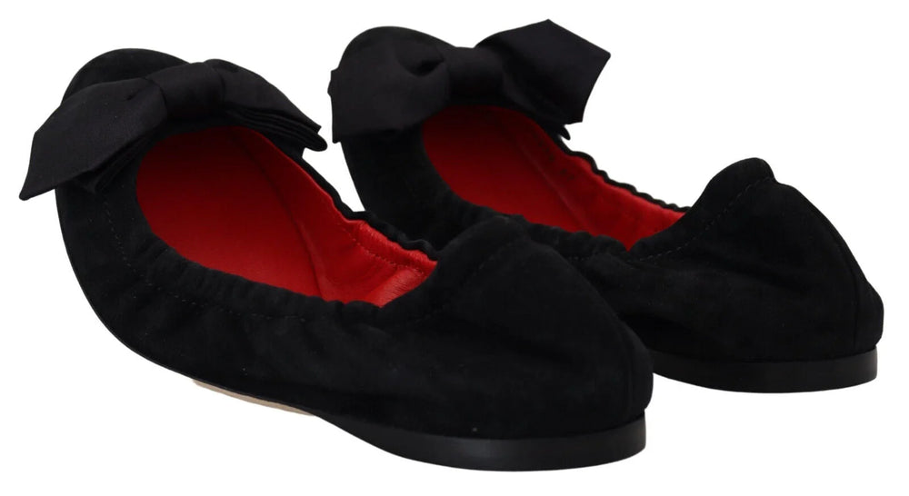 Dolce & Gabbana Black Suede Flat Slip On Ballet Shoes - EU37/US6.5 - Flats