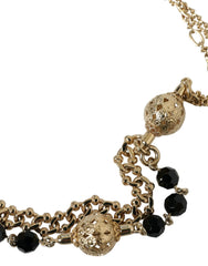 Dolce & Gabbana Black Suede Gold Chain Crystal Waist Belt - Belts
