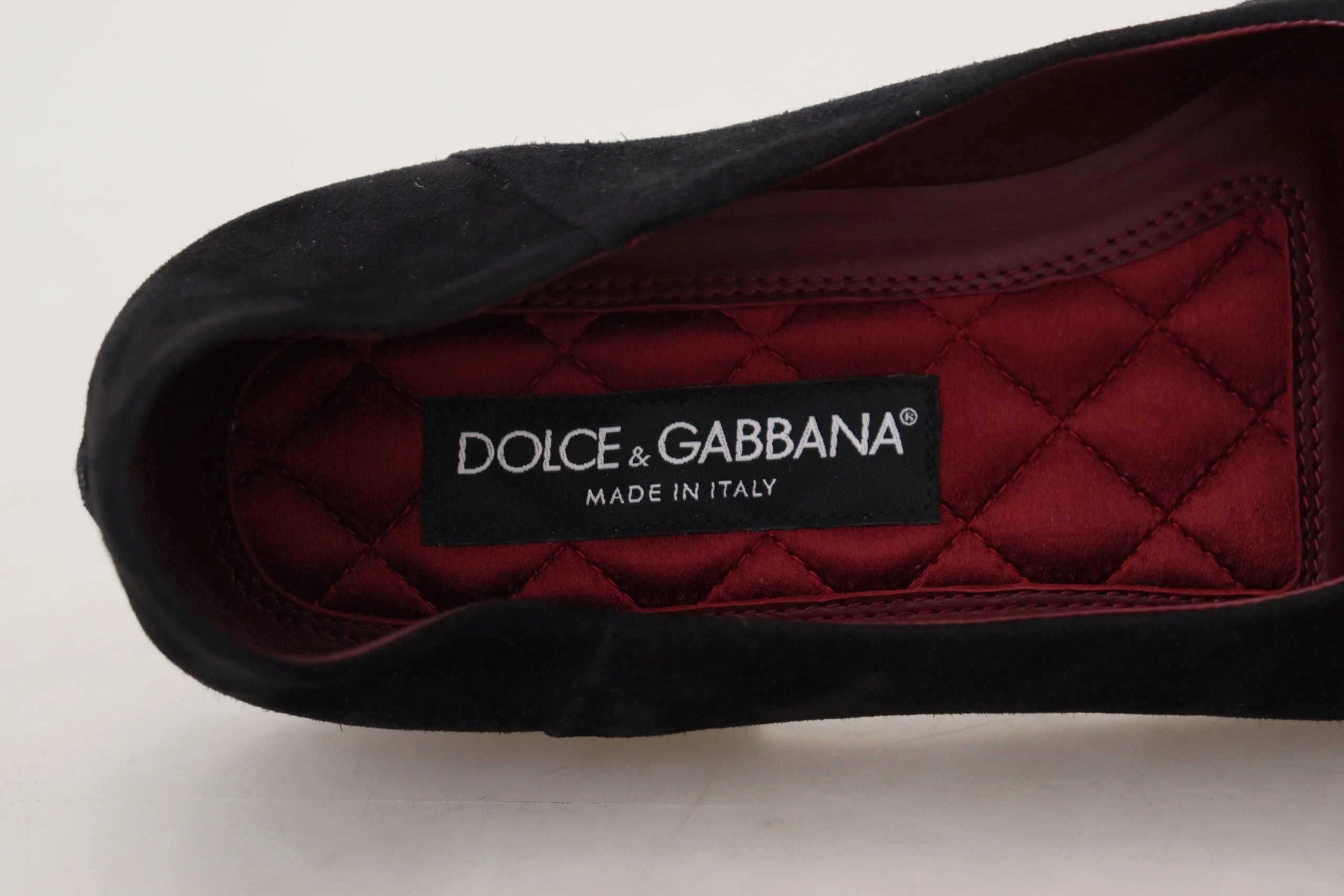 Dolce & Gabbana Black Suede Gold Cross Slip On Loafers Shoes - Flats