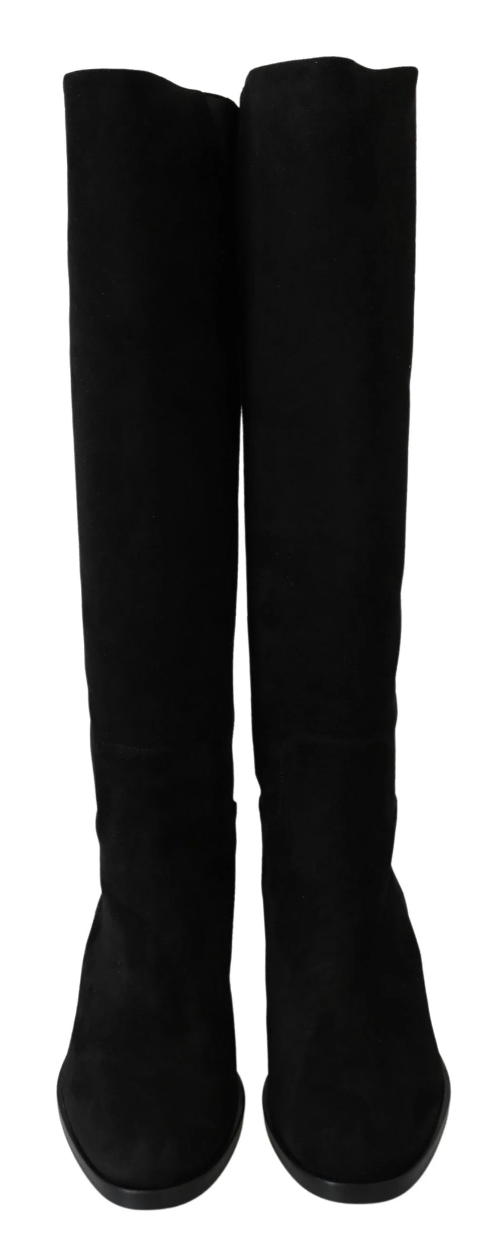Dolce & Gabbana Black Suede Knee High Flat Boots Shoes - EU35/US4.5