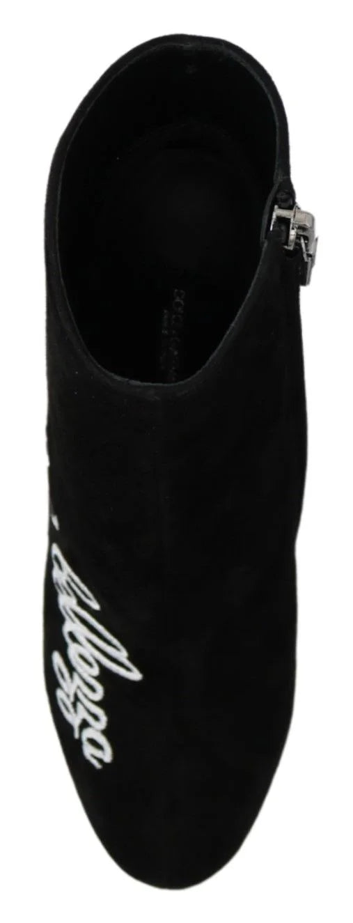 Dolce & Gabbana Black Suede L’Amore E’Bellezza Boots Shoes - EU35/US4.5 - Boots