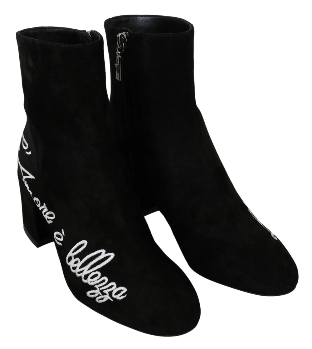 Dolce & Gabbana Black Suede L’Amore E’Bellezza Boots Shoes - EU35/US4.5 - Boots