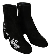 Dolce & Gabbana Black Suede L’Amore E’Bellezza Boots Shoes - EU35/US4.5 - Boots