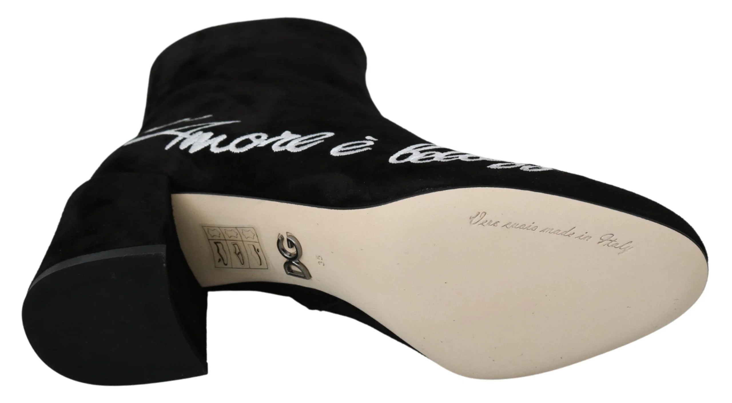 Dolce & Gabbana Black Suede L’Amore E’Bellezza Boots Shoes - EU35/US4.5 - Boots