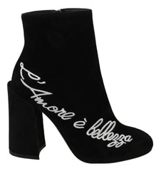 Dolce & Gabbana Black Suede L’Amore E’Bellezza Boots Shoes - EU35/US4.5 - Boots