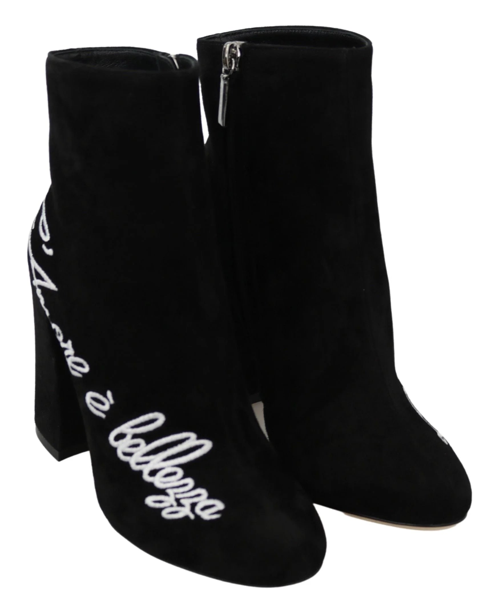 Dolce & Gabbana Black Suede L’Amore E’Bellezza Boots Shoes - EU35/US4.5 - Boots