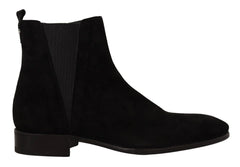 Dolce & Gabbana Black Suede Leather Chelsea Mens Boots Shoes - Boots