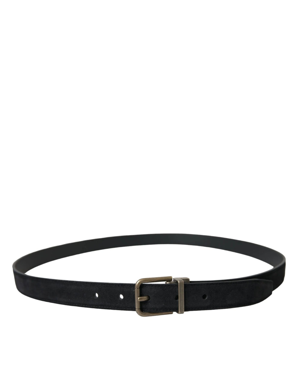 Dolce & Gabbana Black Suede Leather Gold Metal Buckle Belt - 110 cm / 44 Inches - Belts
