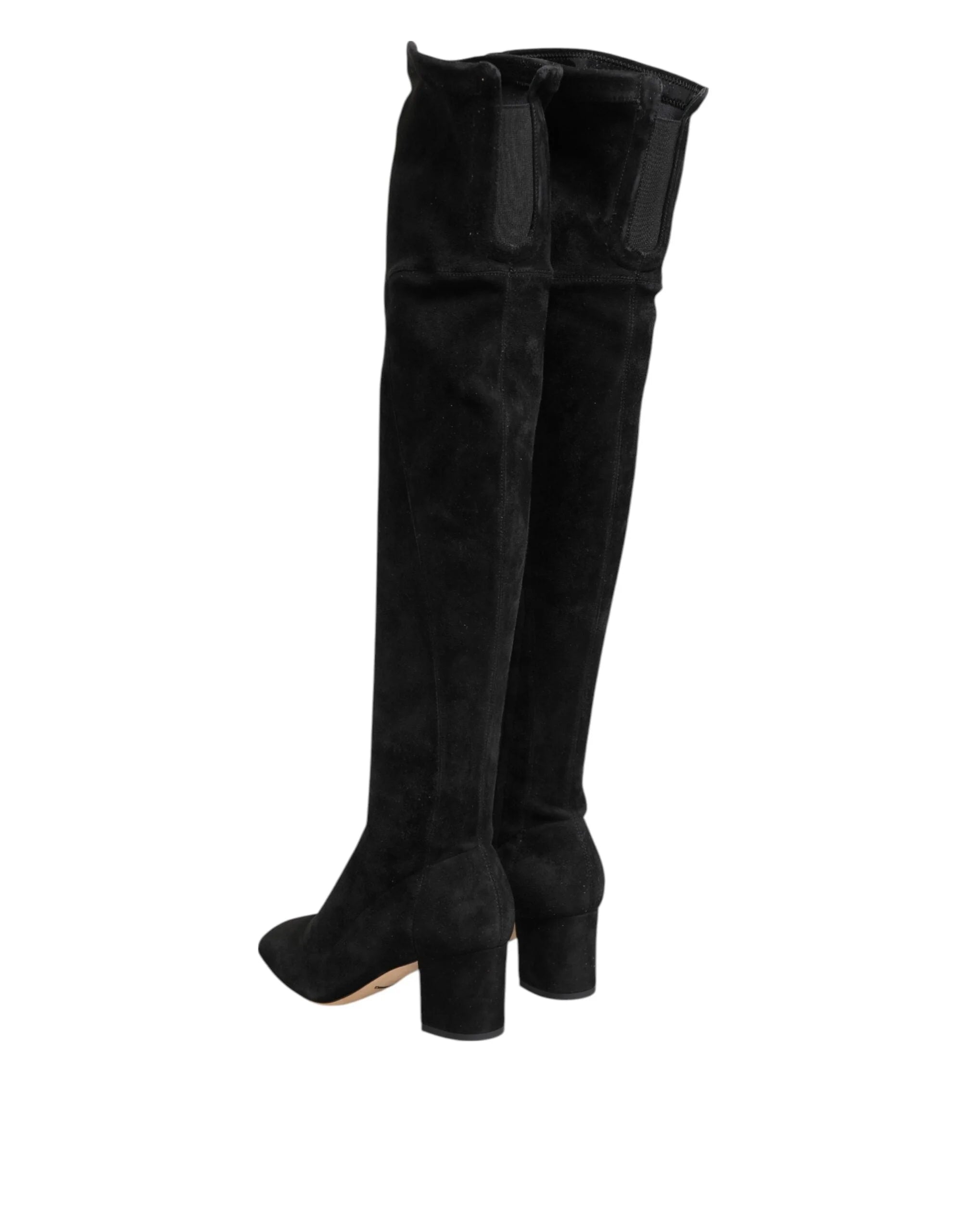 Dolce & Gabbana Black Suede Leather Knee High Boots Shoes - Boots