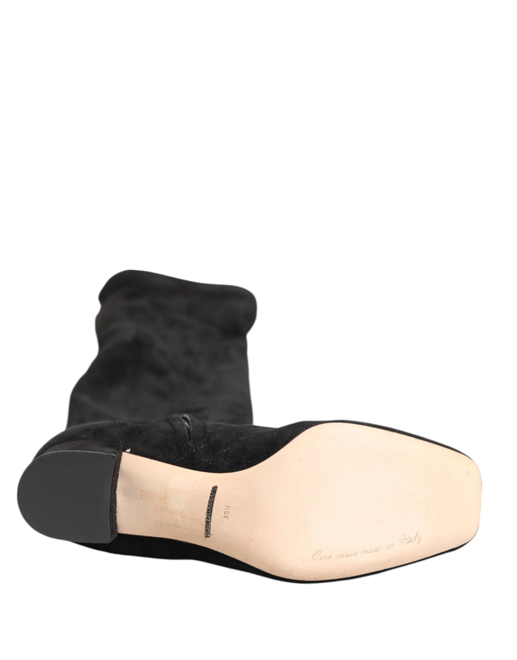 Dolce & Gabbana Black Suede Leather Knee High Boots Shoes - Boots