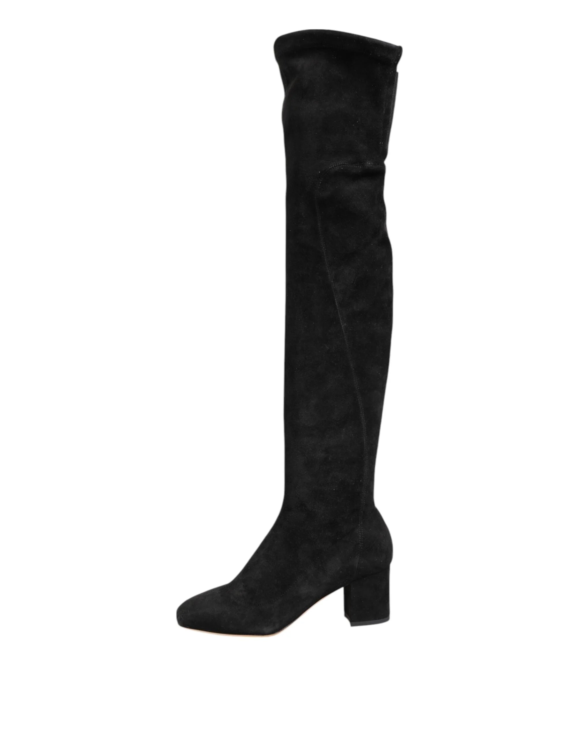 Dolce & Gabbana Black Suede Leather Knee High Boots Shoes - Boots