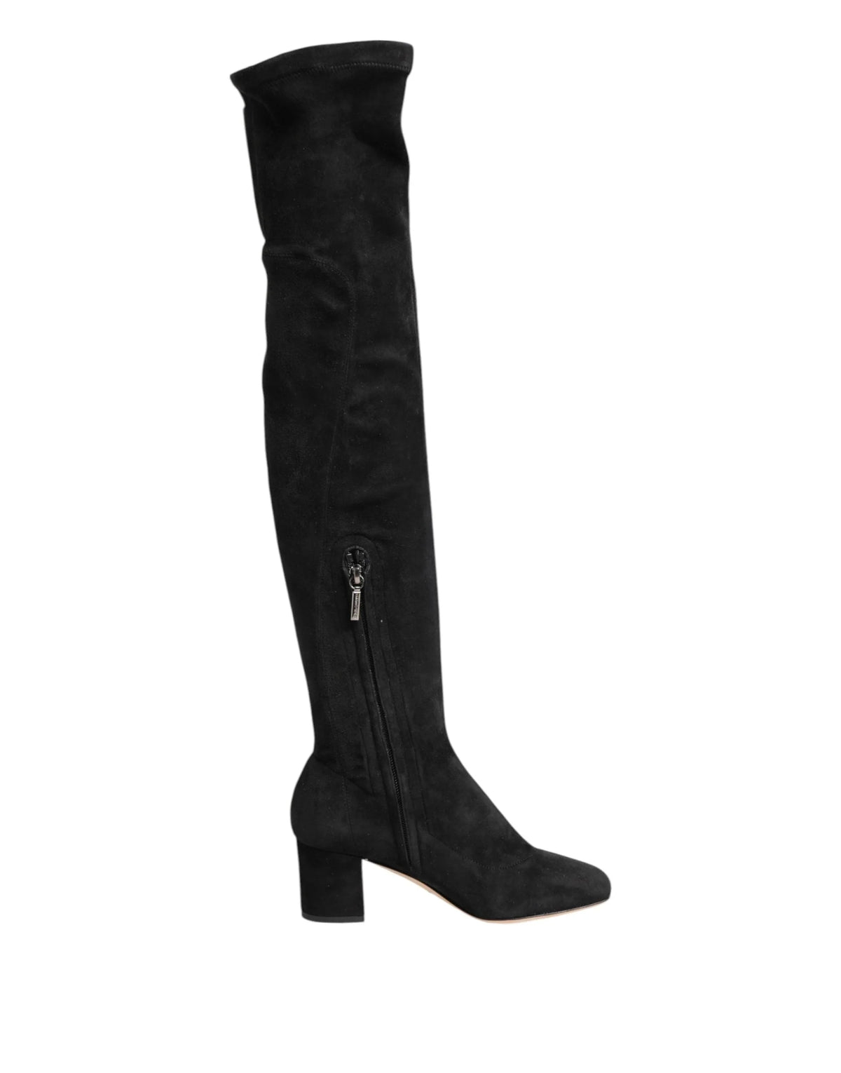 Dolce & Gabbana Black Suede Leather Knee High Boots Shoes - Boots