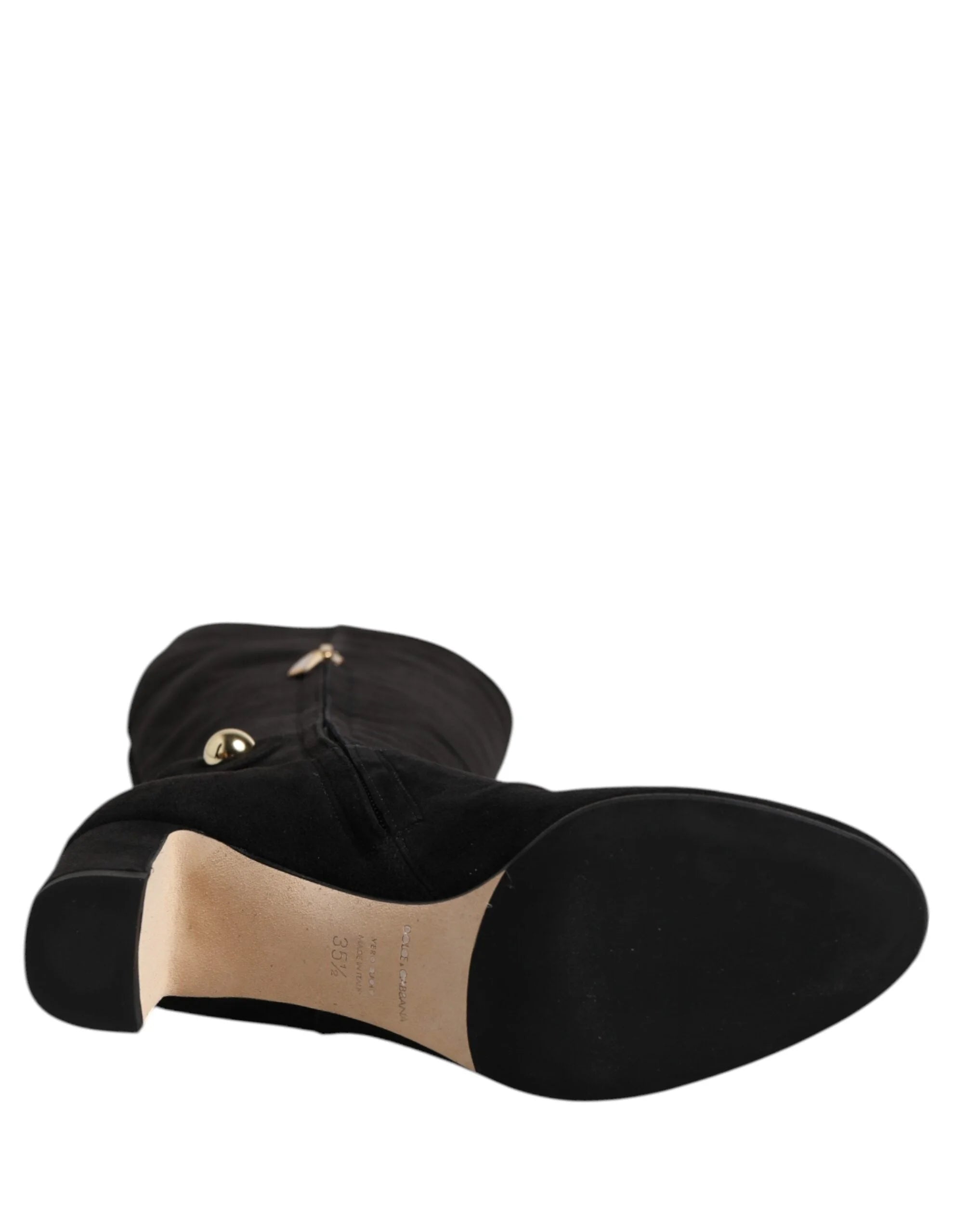 Dolce & Gabbana Black Suede Leather Knee High Boots Shoes - EU35.5/US5 - Boots