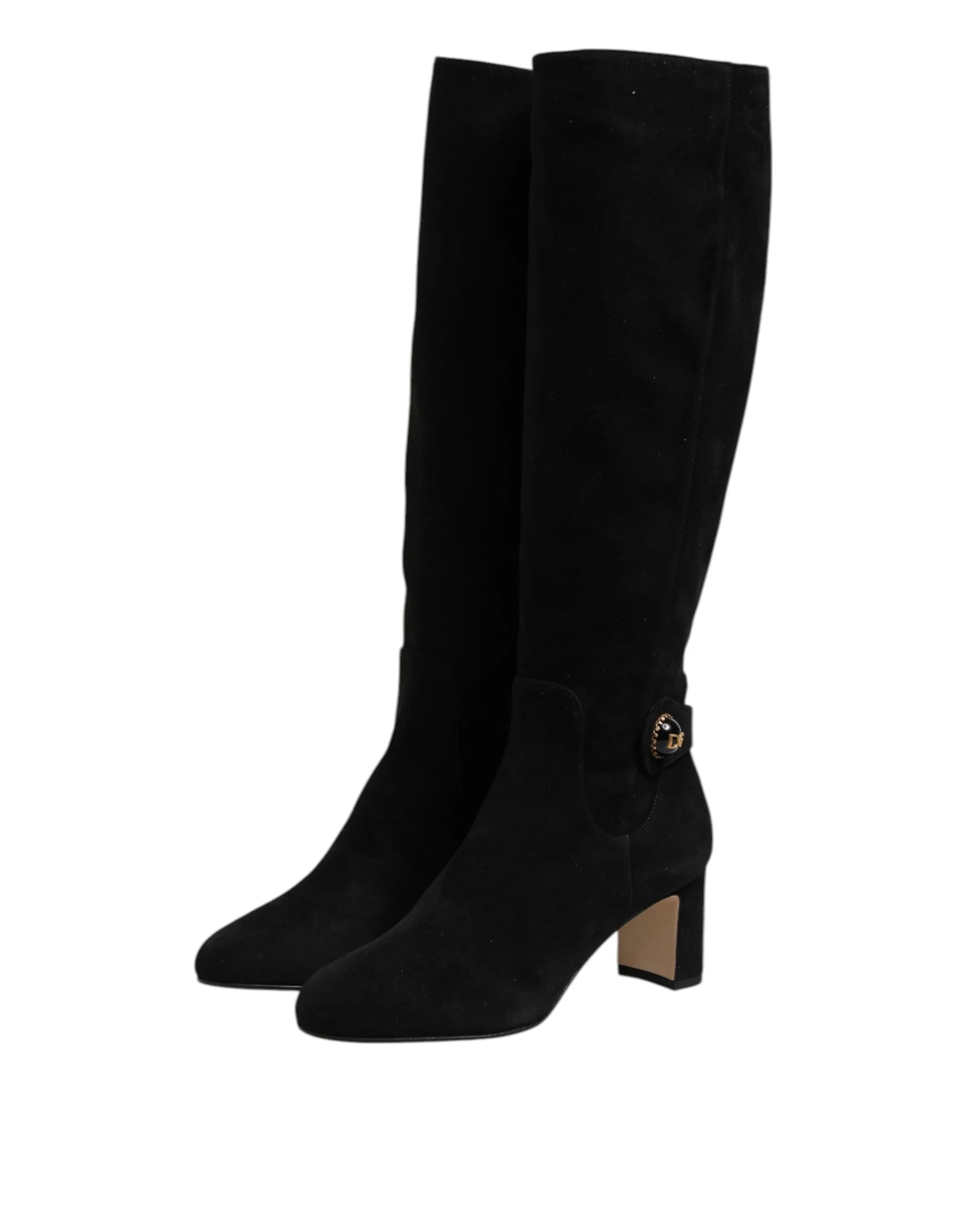 Dolce & Gabbana Black Suede Leather Knee High Boots Shoes - EU35.5/US5