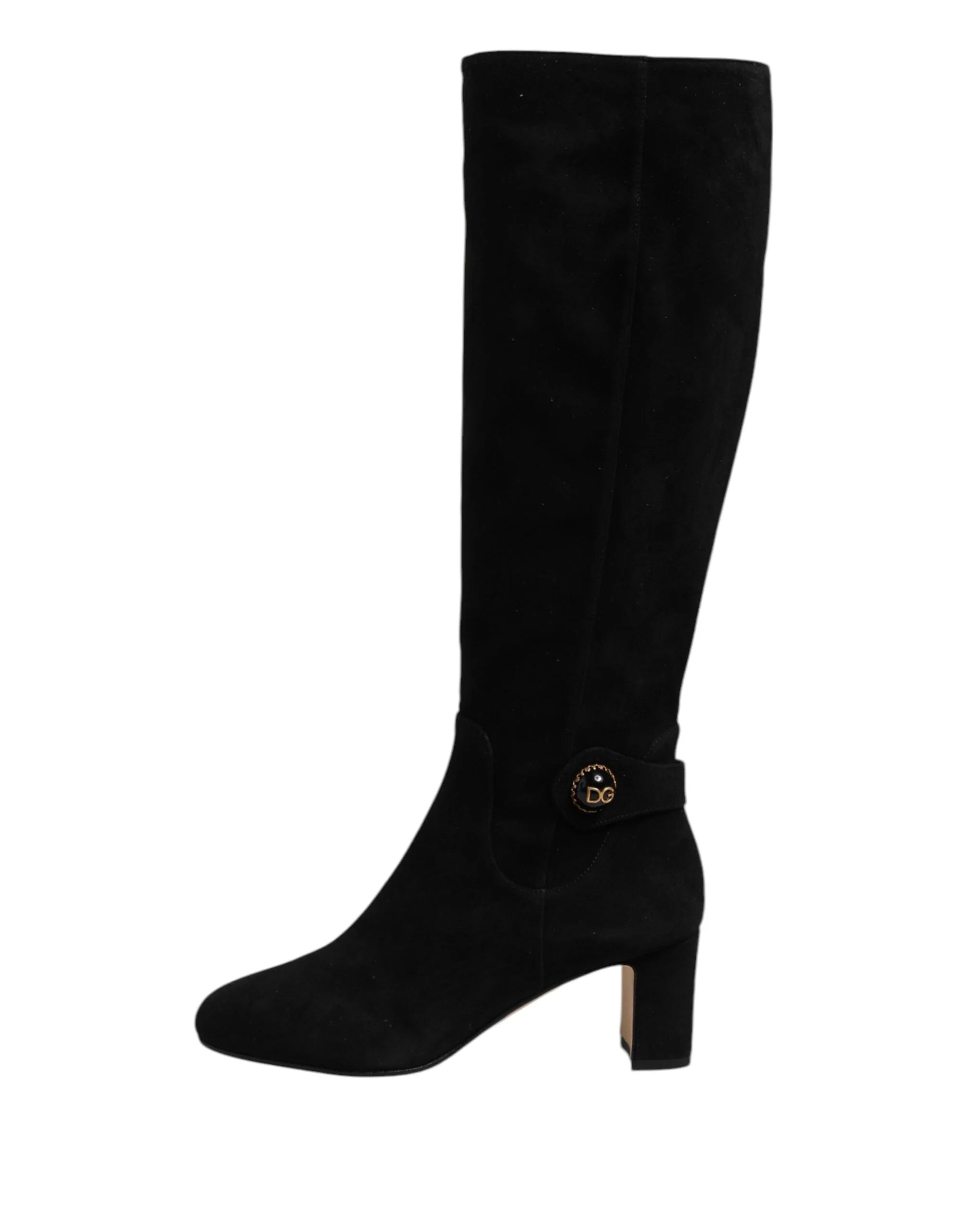 Dolce & Gabbana Black Suede Leather Knee High Boots Shoes - EU35.5/US5