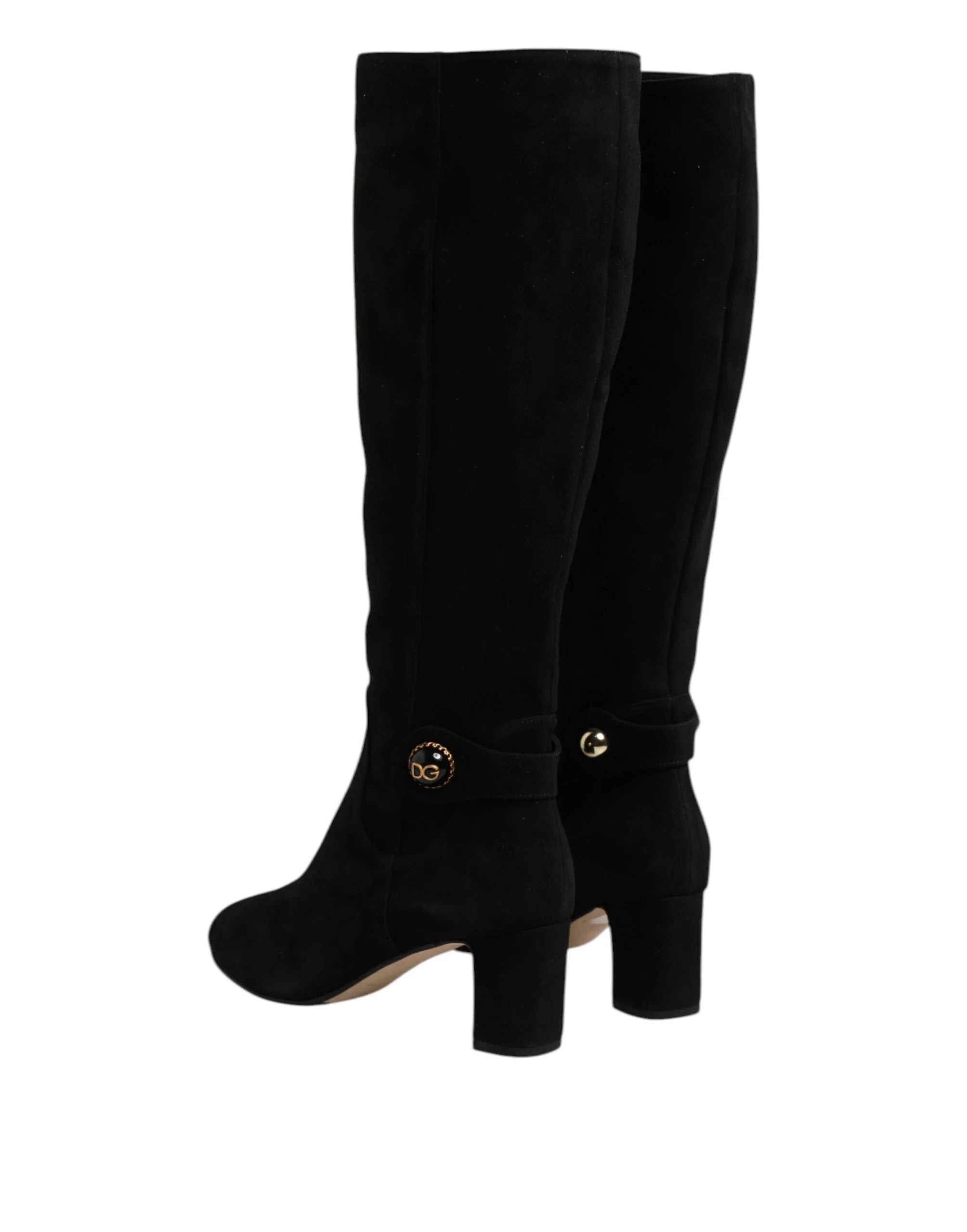 Dolce & Gabbana Black Suede Leather Knee High Boots Shoes - EU35.5/US5