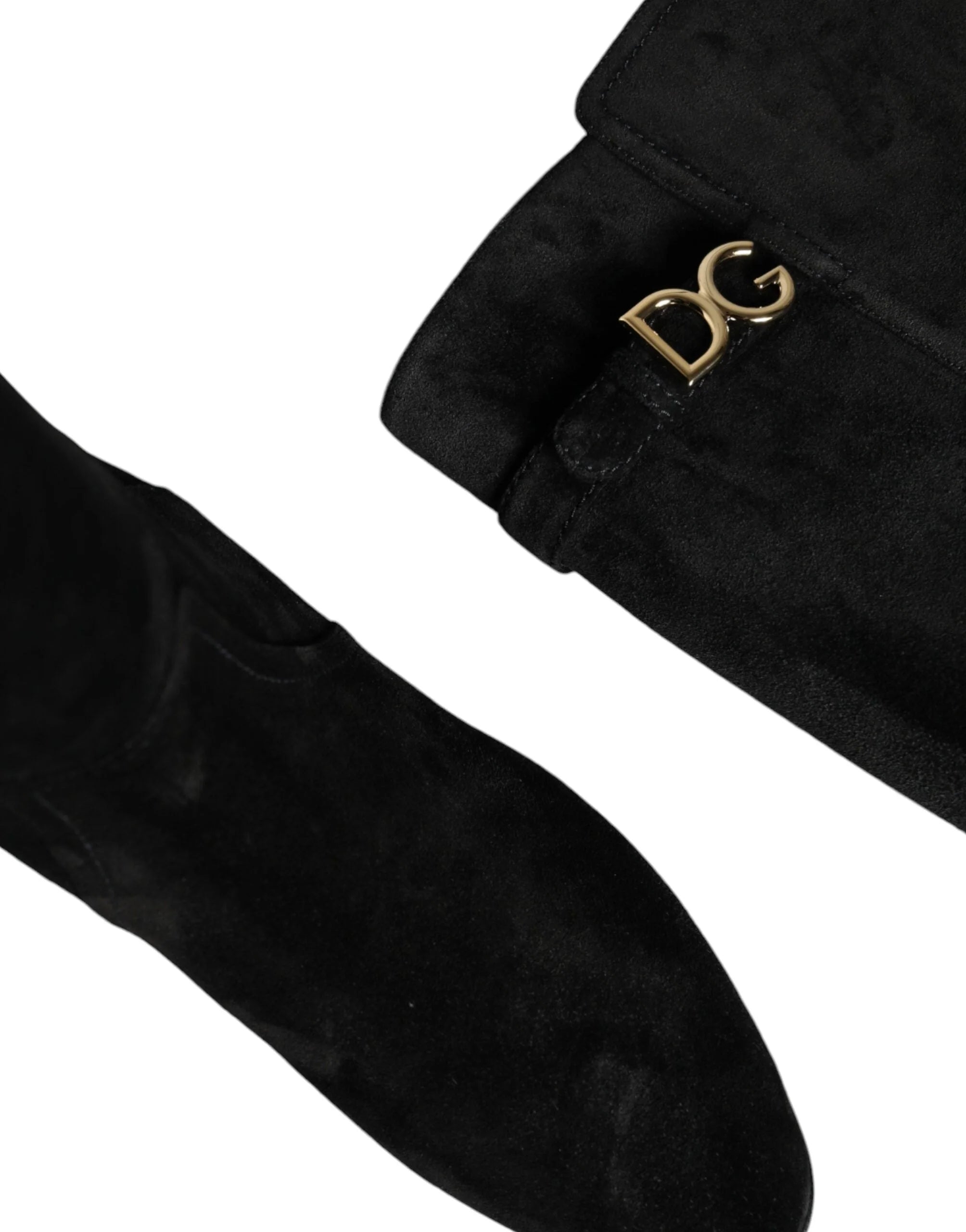 Dolce & Gabbana Black Suede Leather Knee High Boots Shoes - EU35/US4.5