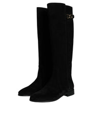 Dolce & Gabbana Black Suede Leather Knee High Boots Shoes - EU35/US4.5 - Boots
