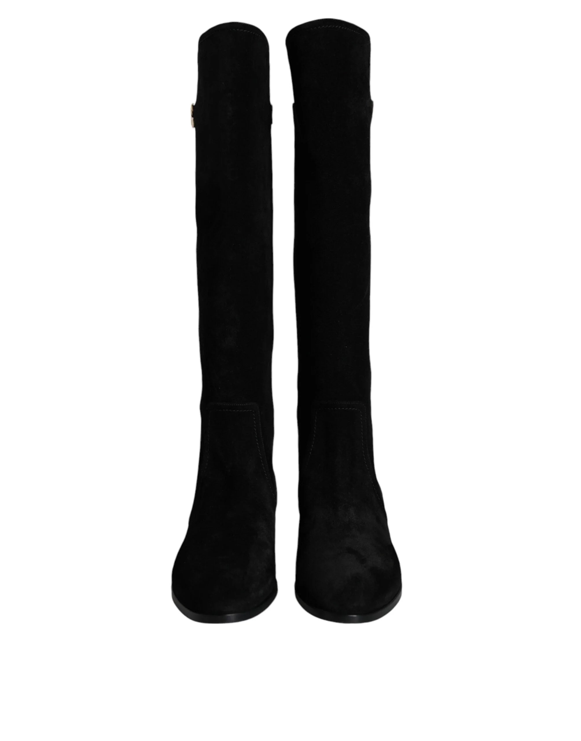 Dolce & Gabbana Black Suede Leather Knee High Boots Shoes - EU35/US4.5