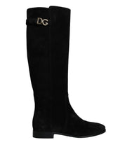Dolce & Gabbana Black Suede Leather Knee High Boots Shoes - EU35/US4.5 - Boots