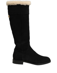 Dolce & Gabbana Black Suede Leather Knee High Boots Shoes - EU36.5/US6