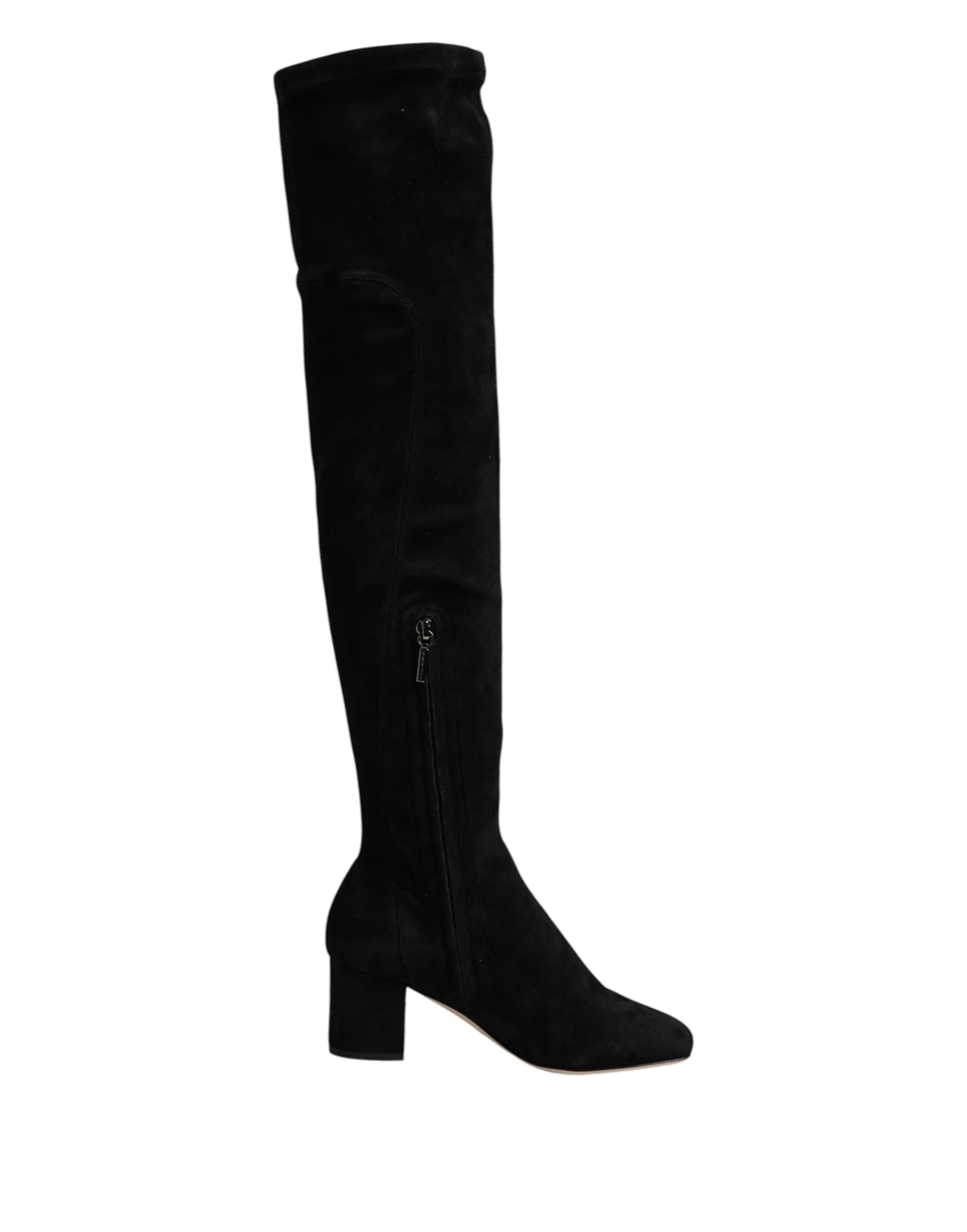 Dolce & Gabbana Black Suede Leather Knee High Boots Shoes - EU36/US5.5
