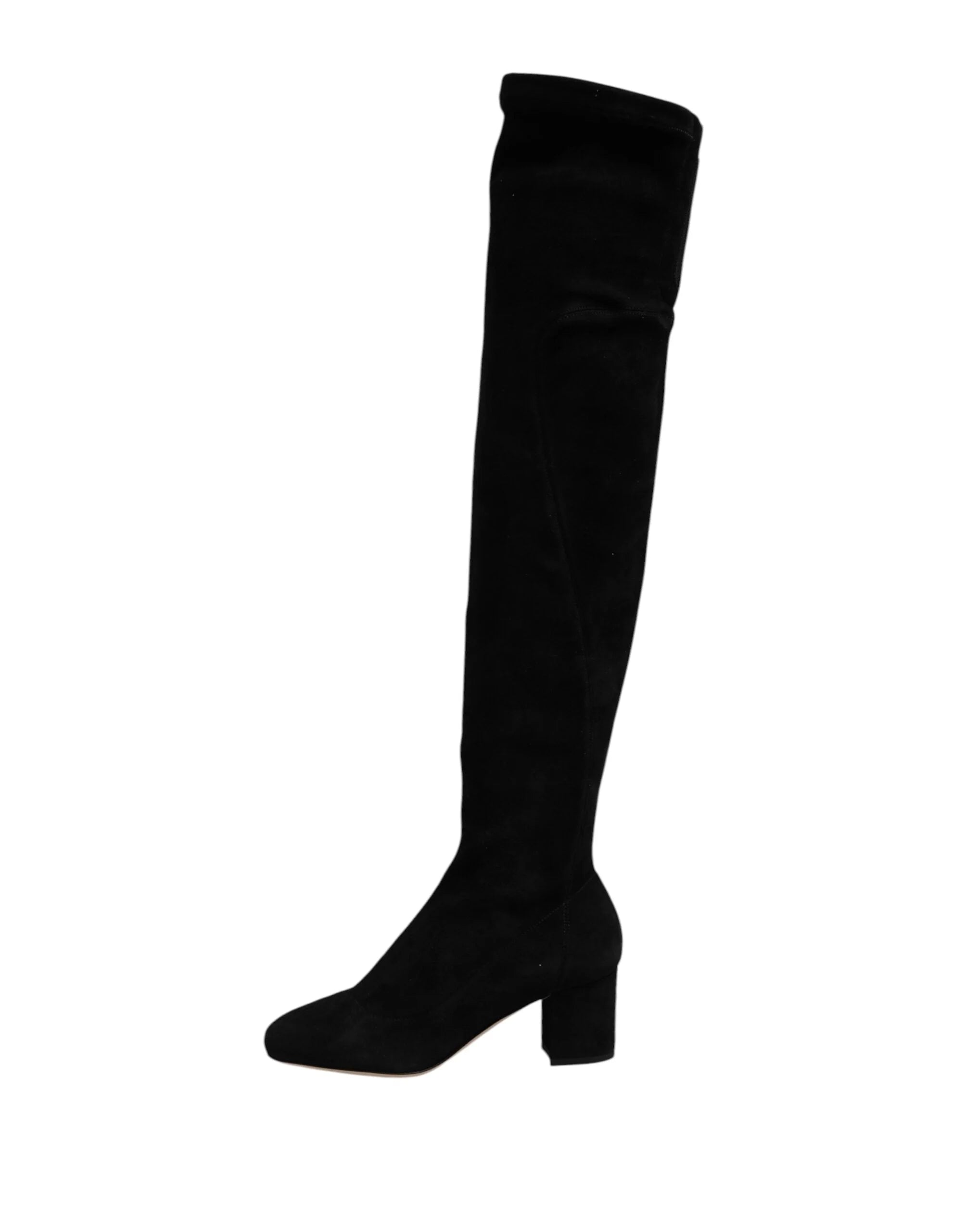 Dolce & Gabbana Black Suede Leather Knee High Boots Shoes - EU36/US5.5