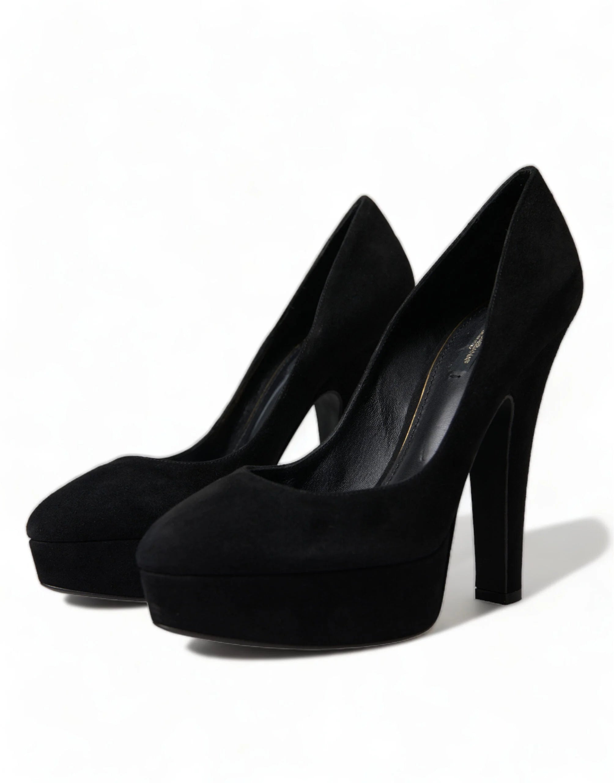Dolce & Gabbana Black Suede Leather Platform Heel Pumps Shoes - EU40/US9.5