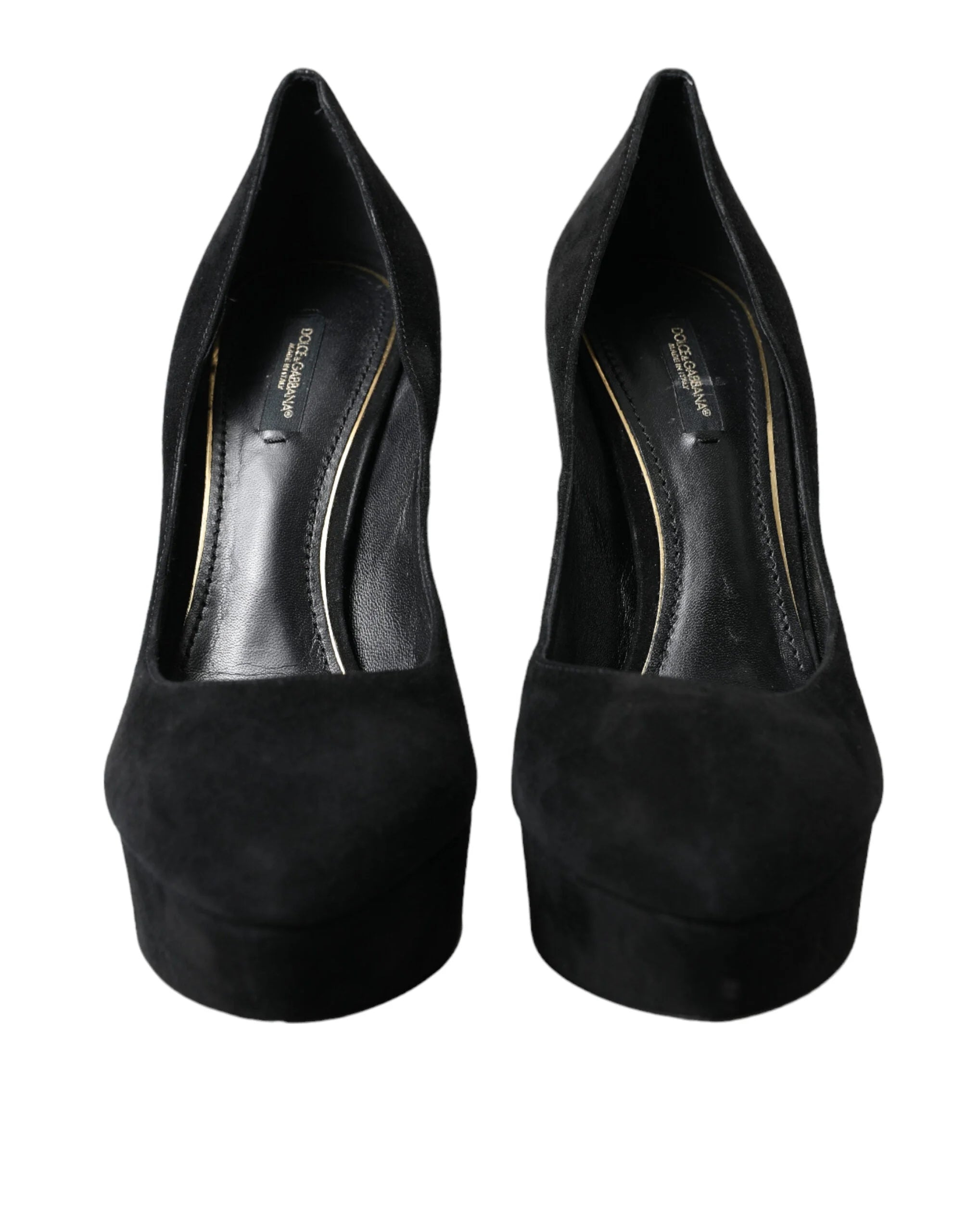 Dolce & Gabbana Black Suede Leather Platform Heel Pumps Shoes - EU40/US9.5