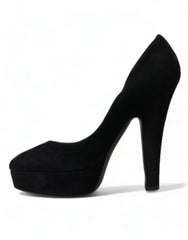 Dolce & Gabbana Black Suede Leather Platform Heel Pumps Shoes - EU40/US9.5