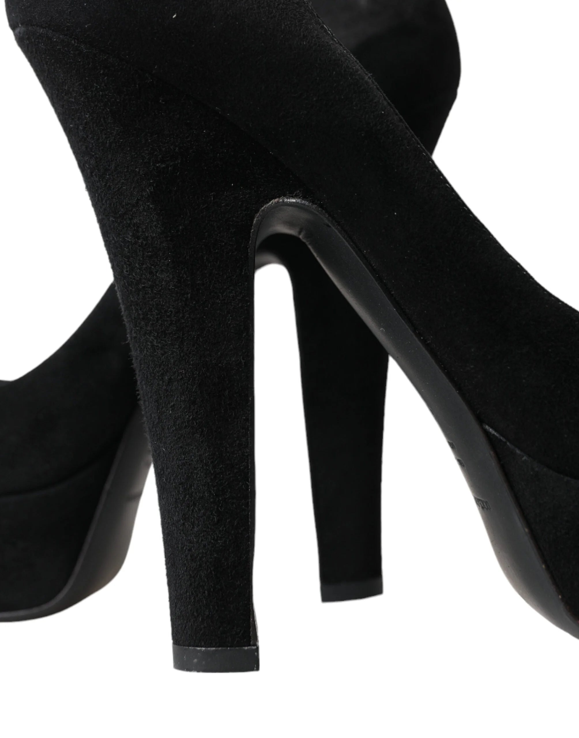 Dolce & Gabbana Black Suede Leather Platform Heel Pumps Shoes - EU40/US9.5