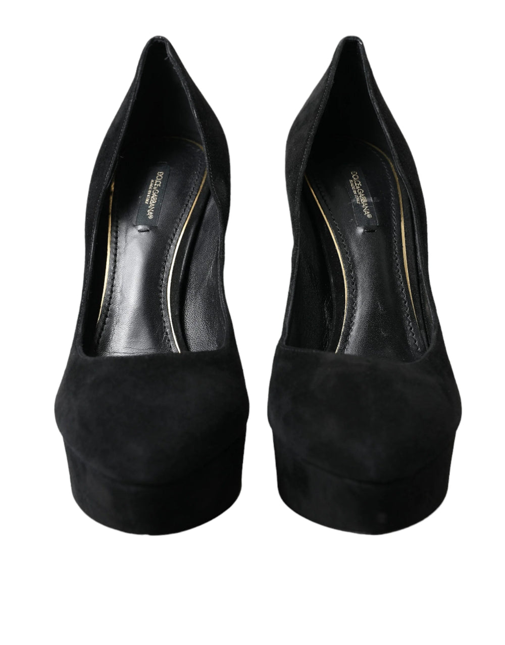 Dolce & Gabbana Black Suede Leather Platform Heel Pumps Shoes - EU40/US9.5 - Heels