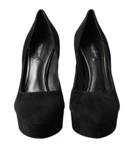 Dolce & Gabbana Black Suede Leather Platform Heel Pumps Shoes - EU40/US9.5 - Heels