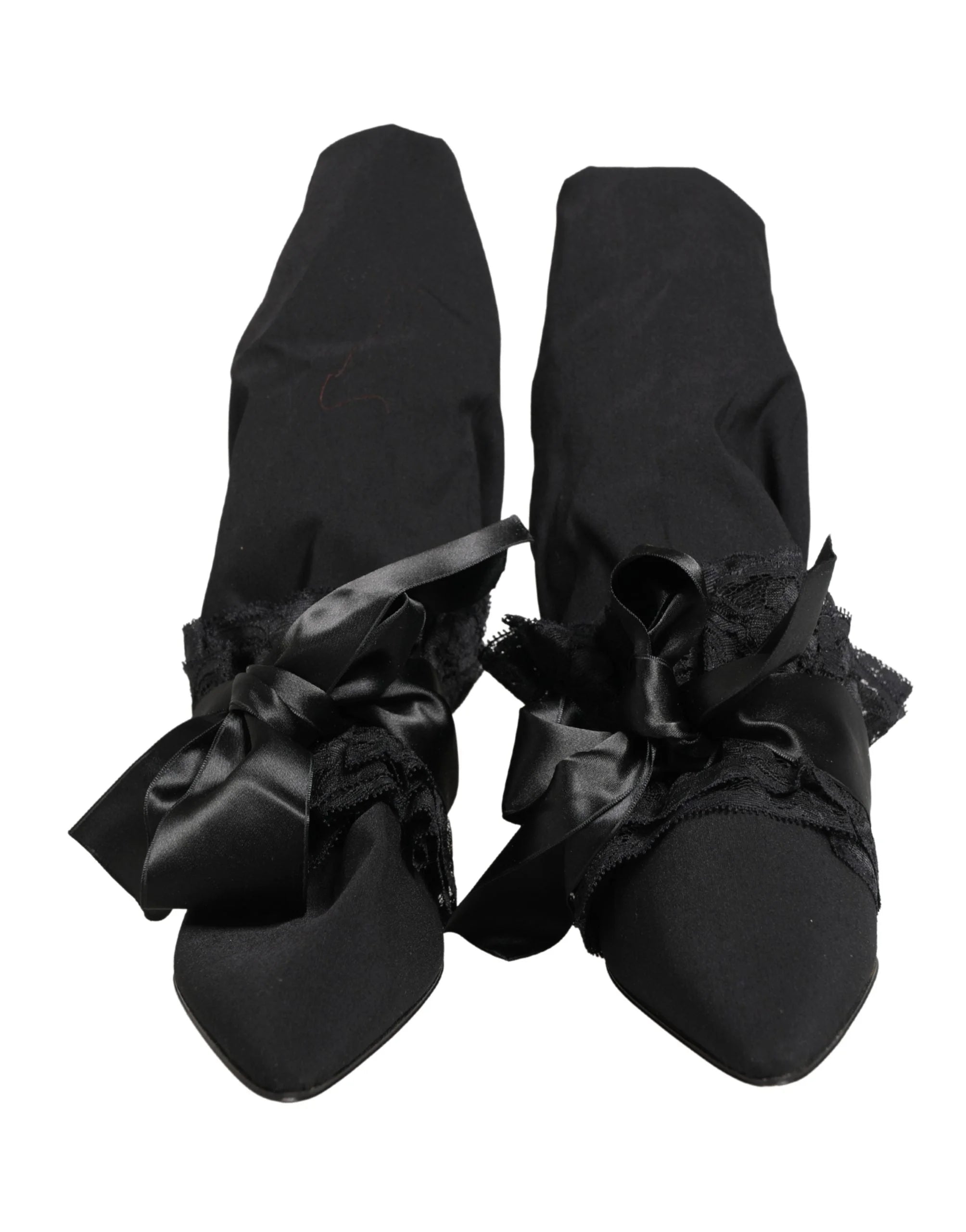 Dolce & Gabbana Mustat Nahan Saappaanikorkoiset Nilkkasaappaat - EU41/US10.5