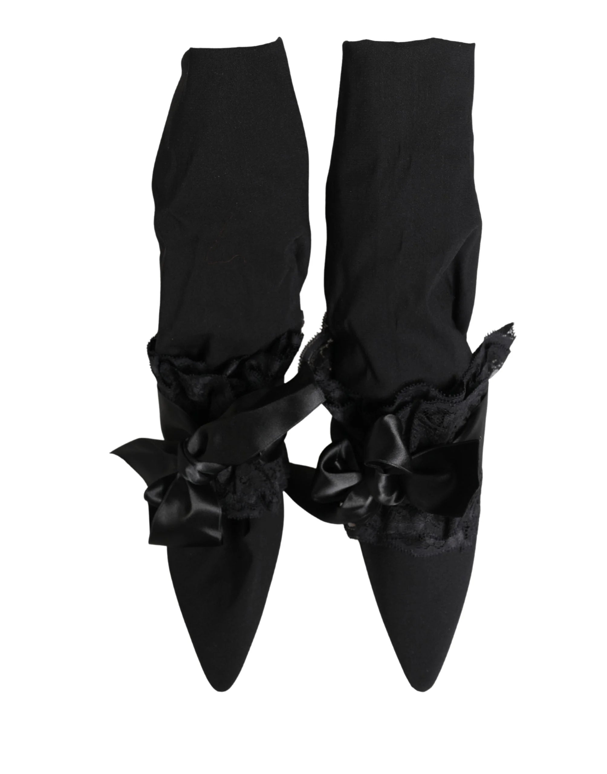Dolce & Gabbana Mustat Nahan Saappaanikorkoiset Nilkkasaappaat - EU41/US10.5