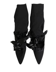 Dolce & Gabbana Mustat Nahan Saappaanikorkoiset Nilkkasaappaat - EU41/US10.5