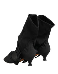 Dolce & Gabbana Mustat Nahan Saappaanikorkoiset Nilkkasaappaat - EU41/US10.5