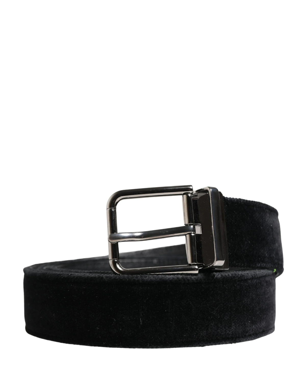 Dolce & Gabbana Black Suede Silver Tone Metal Buckle Men Belt - 95 cm / 38 Inches