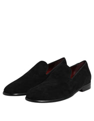Dolce & Gabbana Black Suede Slip On Loafers Formal Shoes - Flats