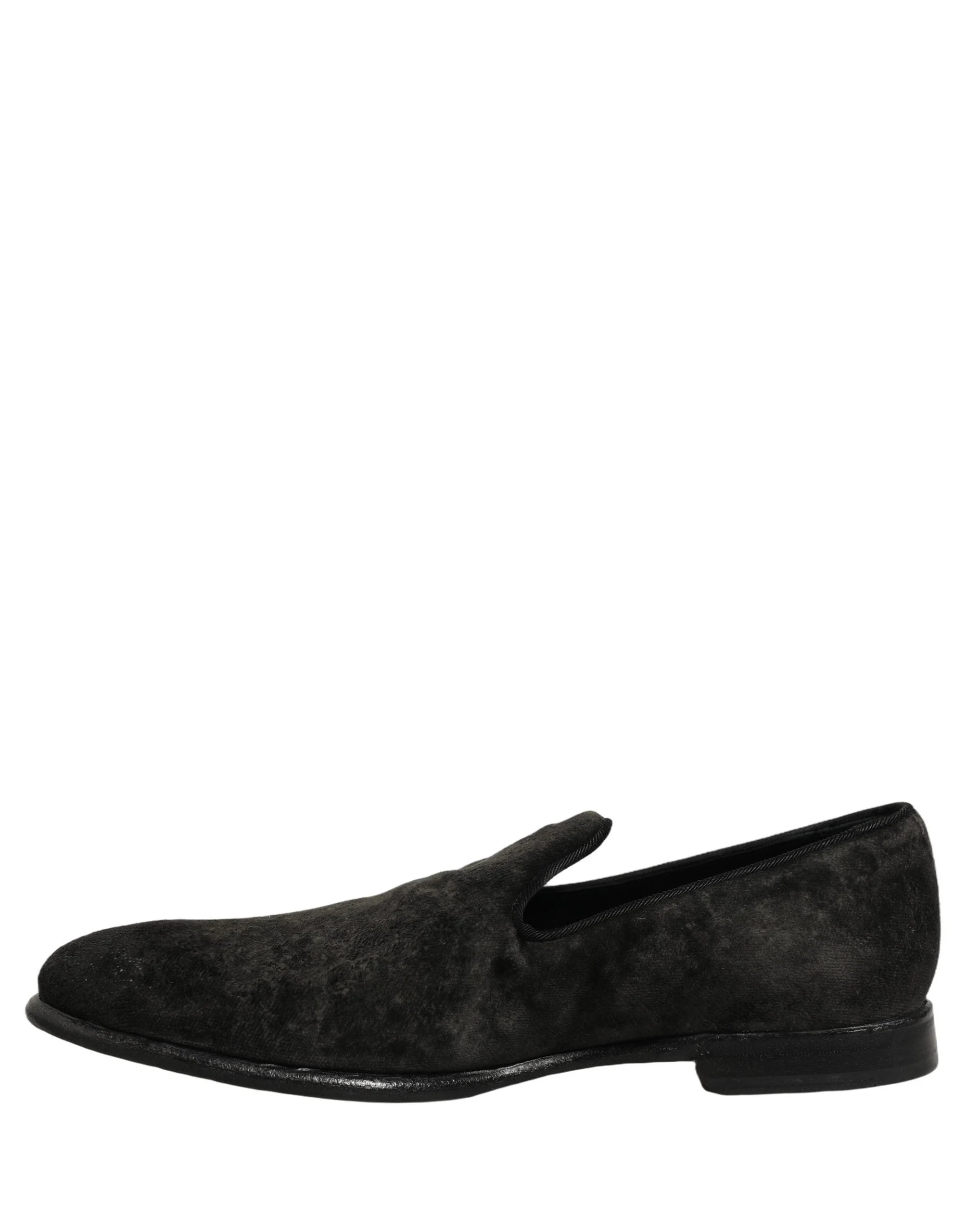 Dolce & Gabbana Black Suede Slip On Men Slippers Loafers Shoes - EU42/US9