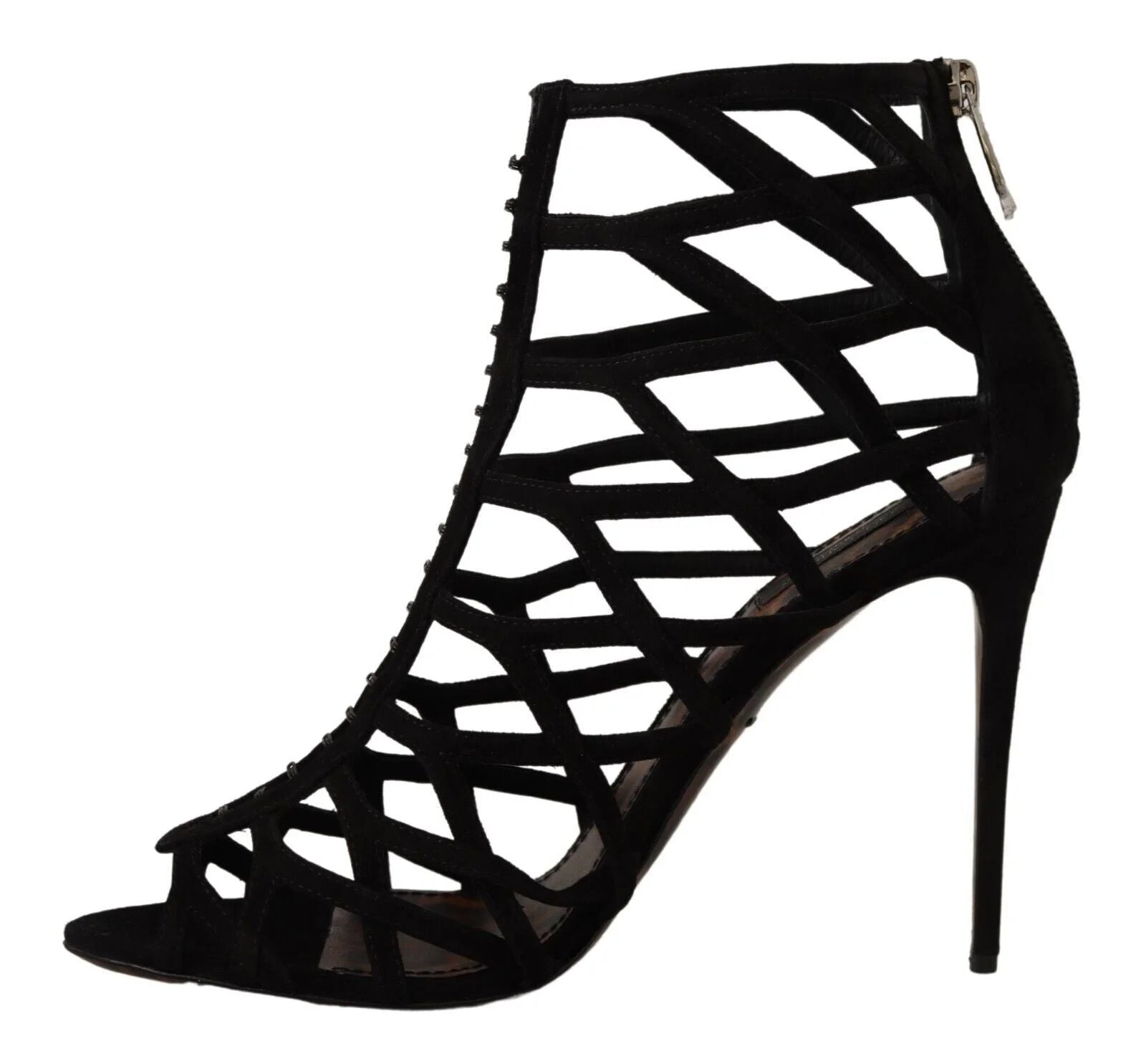 Dolce & Gabbana Black Suede Stiletto Heels Bette Sandals Shoes - EU41/US10.5